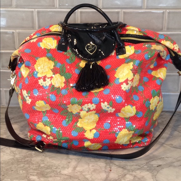 Betsey Johnson Handbags - Betsey Johnson Weekender Rose sequin travel bag